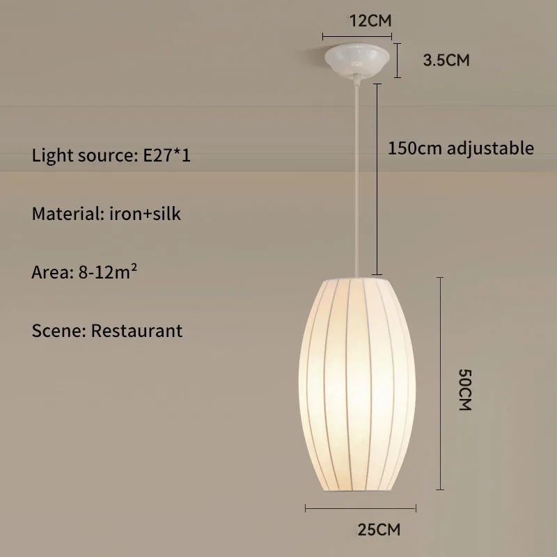 Lámpara Colgante de Tela de Seda Multiforma, Estilo Nórdico Wabi-Sabi, Pantalla Tejida a Mano, Lámpara de Araña para Comedor, Salón, Hotel, Cafetería