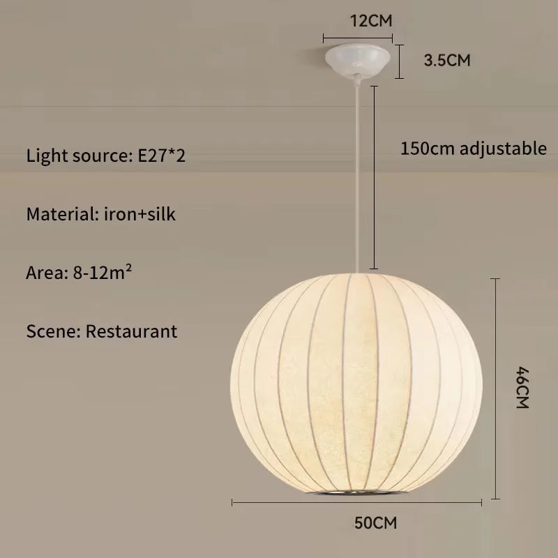 Lámpara Colgante de Tela de Seda Multiforma, Estilo Nórdico Wabi-Sabi, Pantalla Tejida a Mano, Lámpara de Araña para Comedor, Salón, Hotel, Cafetería