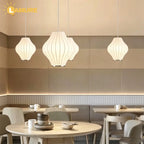 Lámpara Colgante de Tela de Seda Multiforma, Estilo Nórdico Wabi-Sabi, Pantalla Tejida a Mano, Lámpara de Araña para Comedor, Salón, Hotel, Cafetería