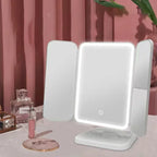 Espejo de maquillaje triple con luces LED, espejo de tocador para dormitorio, belleza, ilumina tu luz de relleno con espejo de maquillaje complementario inteligente Tri