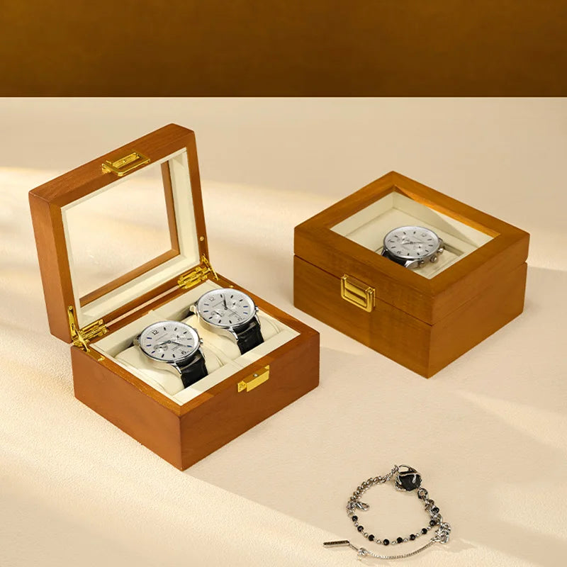 WOODTEN Caja de Madera Sólida Premium para Relojes y Joyas, Estuche de Almacenamiento de Alta Gama con Acabado de Lujo, Ideal para Regalo