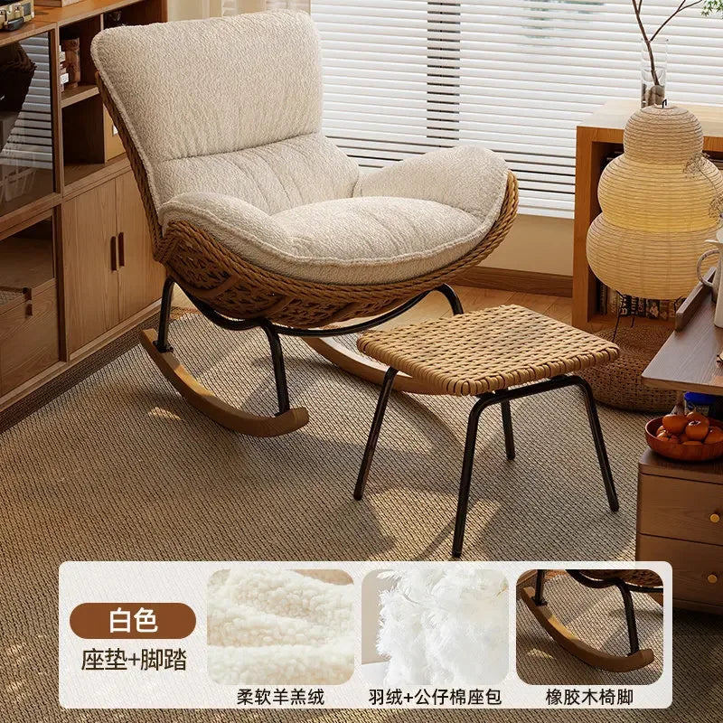Sillón Reclinable de Ratán para Adultos, para Hogar, Balcón, Sala de Estar, Nuevo