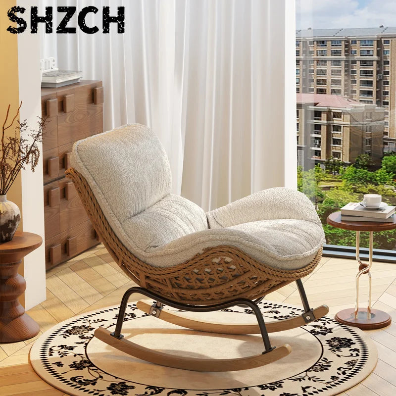 Sillón Reclinable de Ratán para Adultos, para Hogar, Balcón, Sala de Estar, Nuevo