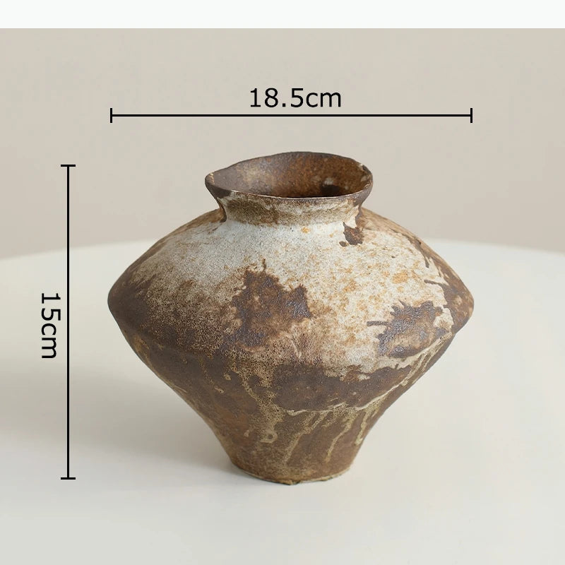 Jarrón de Cerámica Estilo Wabi-Sabi, Decoración de Mesa, Estética Incompleta, Arreglo Floral, Jarrones Florales Retro, Decoración Estética para Habitaciones