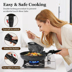 Juego de ollas y sartenes antiadherentes de 15 Uds., juegos de utensilios de cocina con mango desmontable, juego de cocina antiadherente para RV, asas extraíbles,