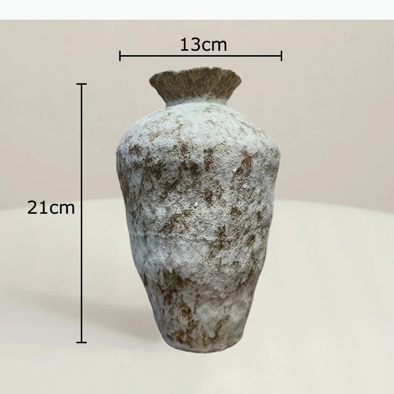 Jarrón de Cerámica Estilo Wabi-Sabi, Decoración de Mesa, Estética Incompleta, Arreglo Floral, Jarrones Florales Retro, Decoración Estética para Habitaciones