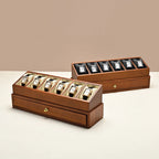Oirlv-caja de reloj de madera de 6 Grilds, organizador de joyas de doble capa, caja expositora de reloj de pulsera, funda transparente a prueba de polvo para reloj