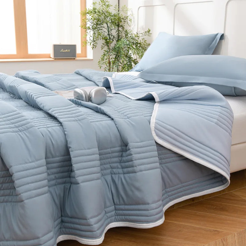Manta de Verano Ligera Acolchada para Cama, Reversible, Suave, Transpirable, Delgada, Agradable al Tacto, Cubrecama King Size