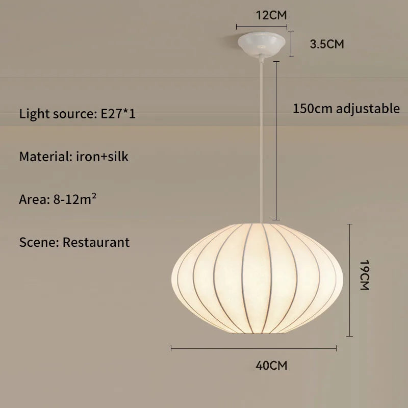 Lámpara Colgante de Tela de Seda Multiforma, Estilo Nórdico Wabi-Sabi, Pantalla Tejida a Mano, Lámpara de Araña para Comedor, Salón, Hotel, Cafetería
