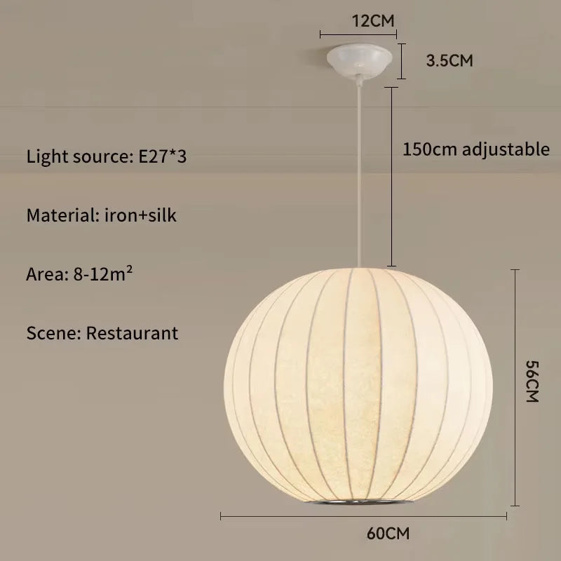 Lámpara Colgante de Tela de Seda Multiforma, Estilo Nórdico Wabi-Sabi, Pantalla Tejida a Mano, Lámpara de Araña para Comedor, Salón, Hotel, Cafetería