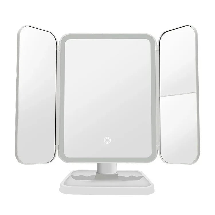 Espejo de maquillaje triple con luces LED, espejo de tocador para dormitorio, belleza, ilumina tu luz de relleno con espejo de maquillaje complementario inteligente Tri