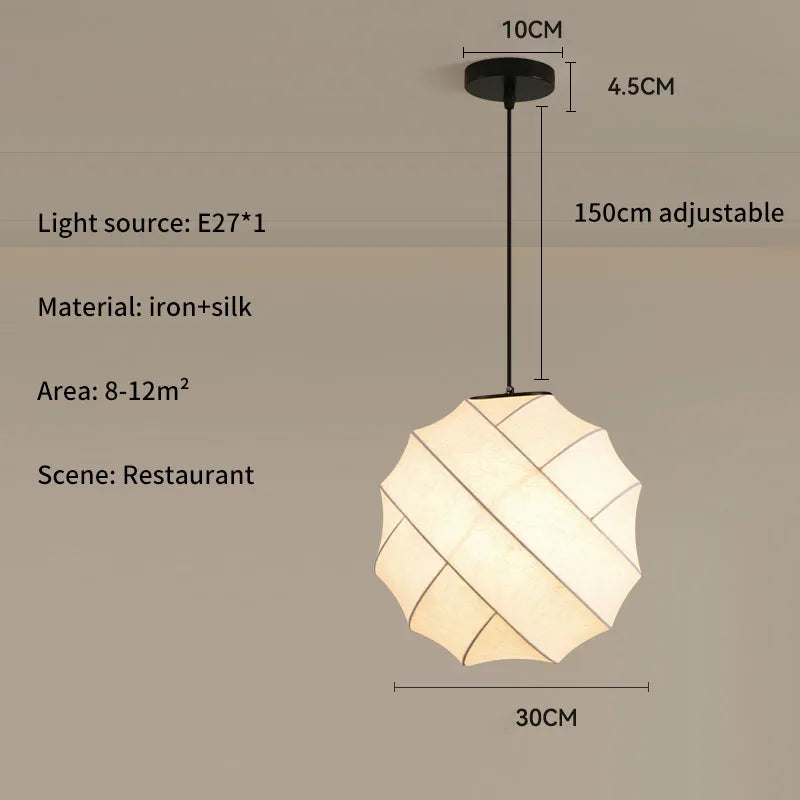 Lámpara Colgante de Tela de Seda Multiforma, Estilo Nórdico Wabi-Sabi, Pantalla Tejida a Mano, Lámpara de Araña para Comedor, Salón, Hotel, Cafetería
