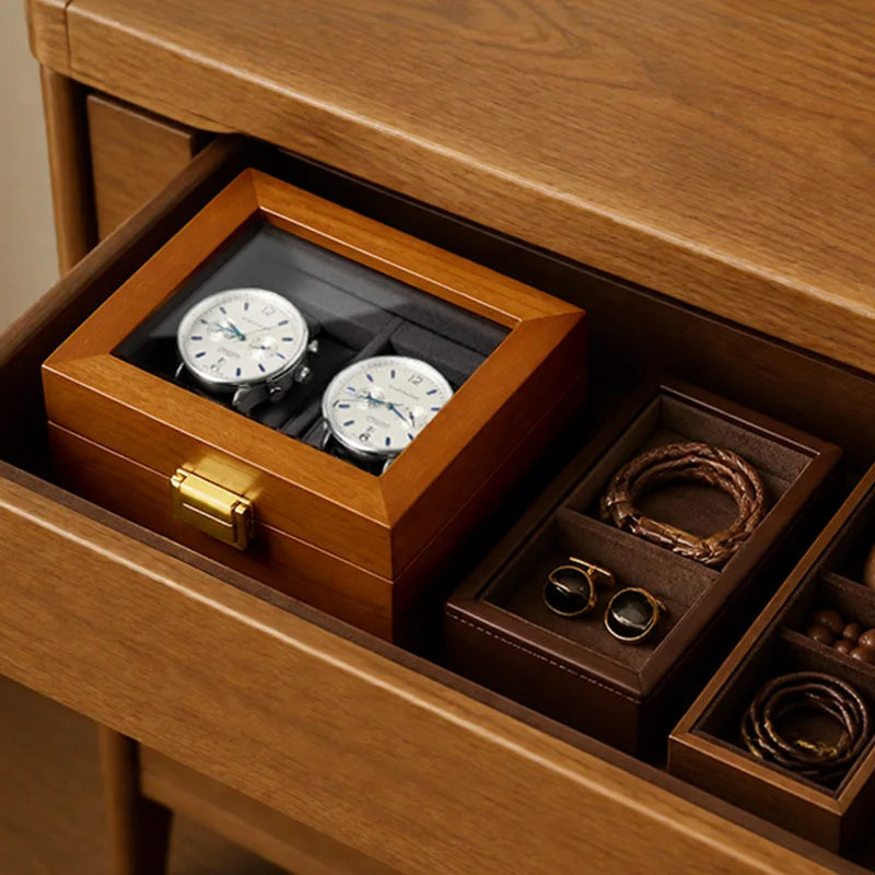 WOODTEN Caja de Madera Sólida Premium para Relojes y Joyas, Estuche de Almacenamiento de Alta Gama con Acabado de Lujo, Ideal para Regalo