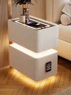 Mesita de noche inteligente creativa de 25cm con Sensor de luz, gabinete de almacenamiento de estilo nórdico, mesita de noche para dormitorio con carga inalámbrica