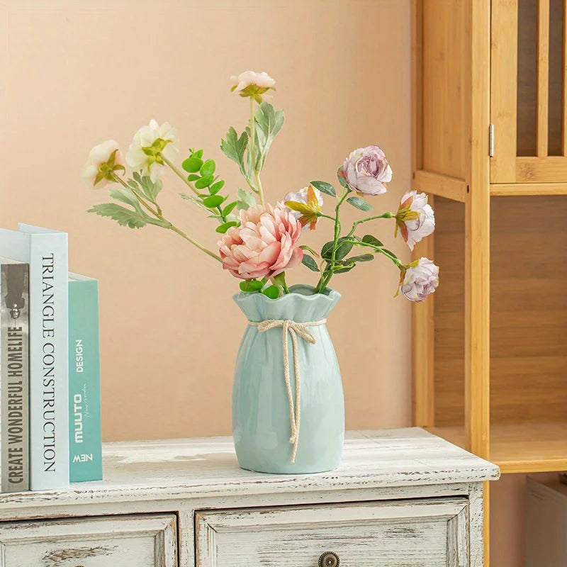Jarrones de Cerámica Vintage Estilo Americano para Sala de Estar y Dormitorio, Arreglos Florales, Decoraciones con Flores Secas
