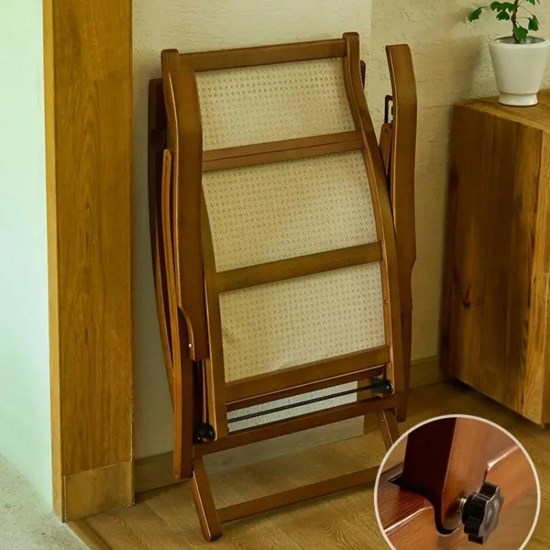 Mecedora de bambú para adultos, sillón reclinable para dormir, para el hogar, balcón, ancianos, respaldo, soporte reclinable para siestas