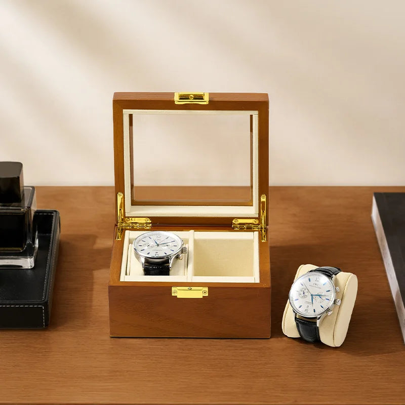 WOODTEN Caja de Madera Sólida Premium para Relojes y Joyas, Estuche de Almacenamiento de Alta Gama con Acabado de Lujo, Ideal para Regalo