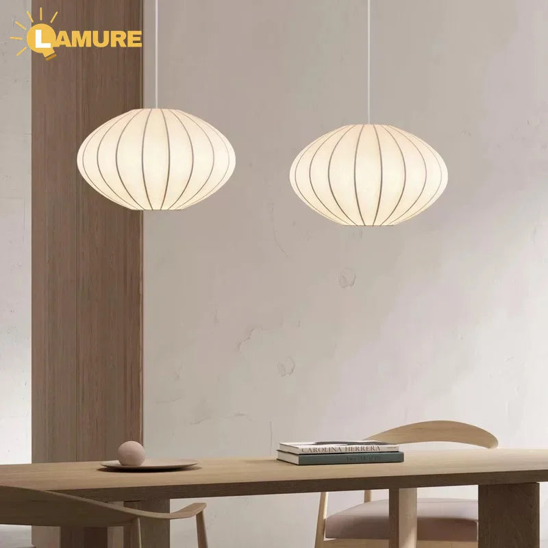Lámpara Colgante de Tela de Seda Multiforma, Estilo Nórdico Wabi-Sabi, Pantalla Tejida a Mano, Lámpara de Araña para Comedor, Salón, Hotel, Cafetería