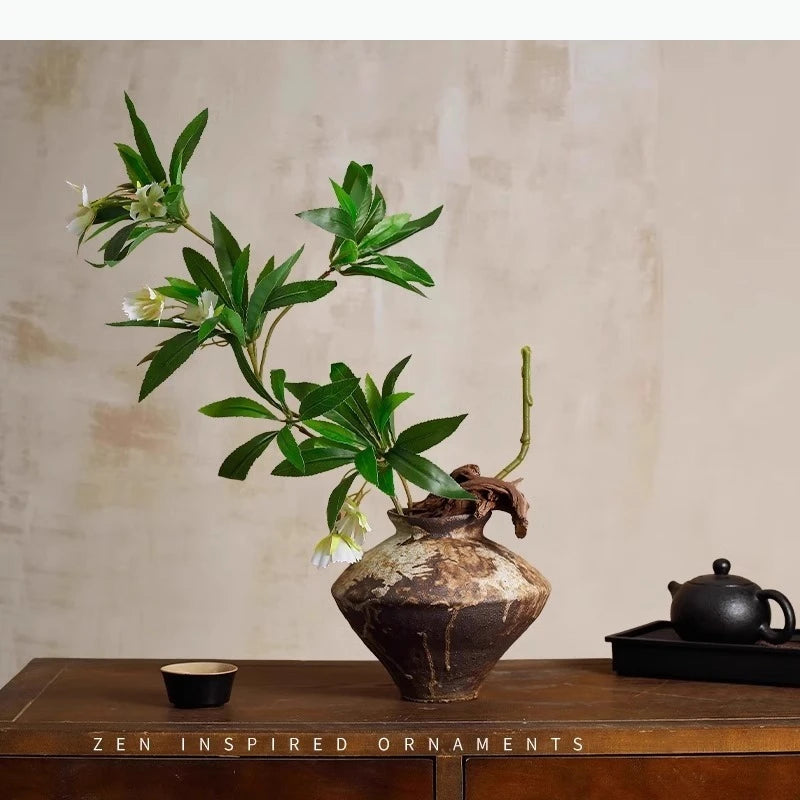 Jarrón de Cerámica Estilo Wabi-Sabi, Decoración de Mesa, Estética Incompleta, Arreglo Floral, Jarrones Florales Retro, Decoración Estética para Habitaciones