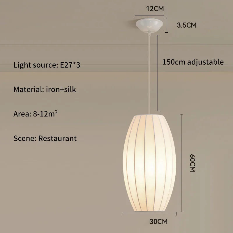 Lámpara Colgante de Tela de Seda Multiforma, Estilo Nórdico Wabi-Sabi, Pantalla Tejida a Mano, Lámpara de Araña para Comedor, Salón, Hotel, Cafetería