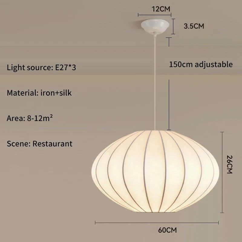 Lámpara Colgante de Tela de Seda Multiforma, Estilo Nórdico Wabi-Sabi, Pantalla Tejida a Mano, Lámpara de Araña para Comedor, Salón, Hotel, Cafetería