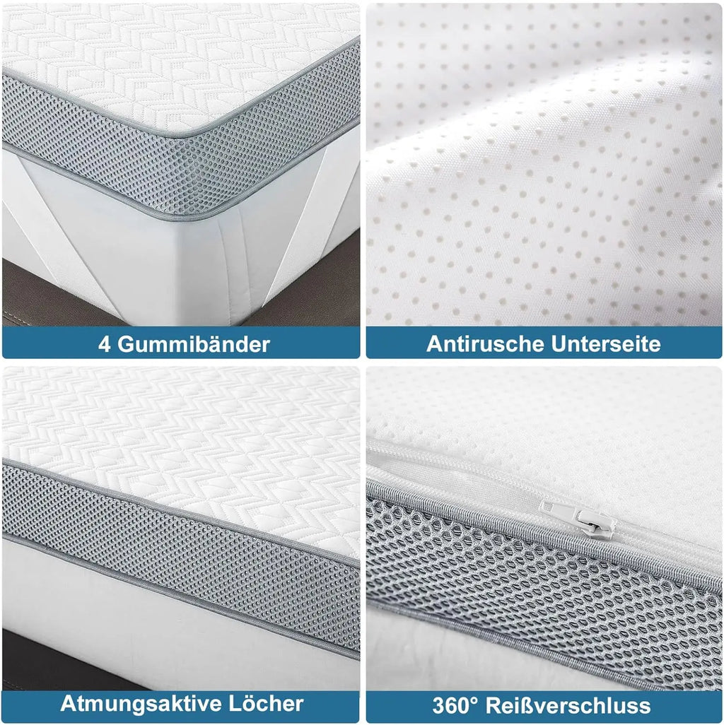 Cubrecolchón Vesgantti de 7,5 cm de espuma viscoelástica en gel para un sueño fresco y alivio del dolor de espalda, con funda lavable y correas elásticas