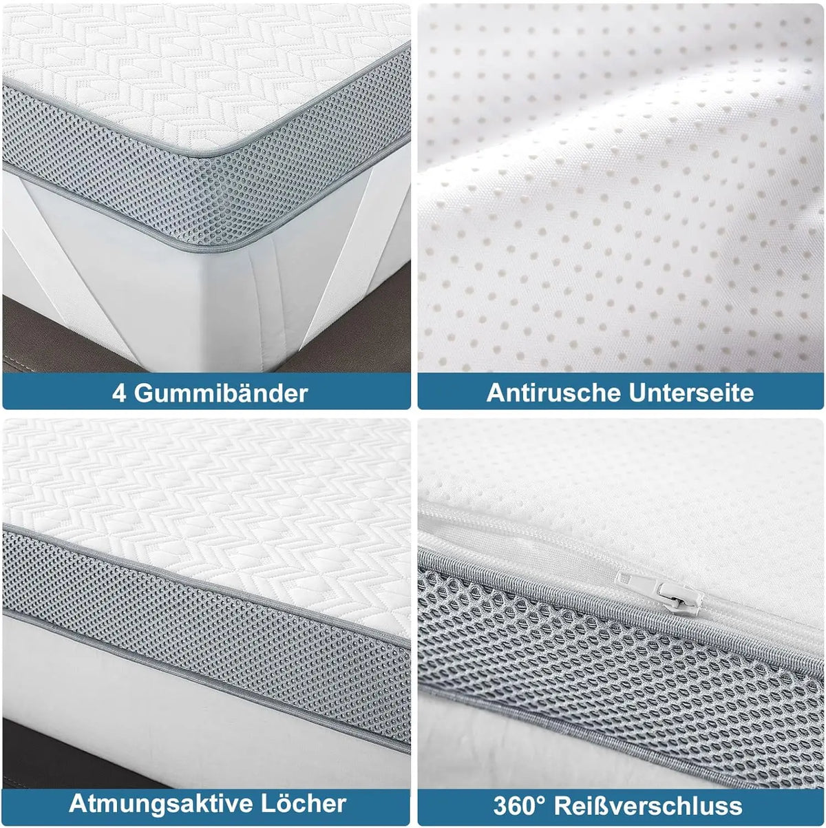 Cubrecolchón Vesgantti de 7,5 cm de espuma viscoelástica en gel para un sueño fresco y alivio del dolor de espalda, con funda lavable y correas elásticas