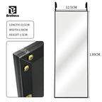 Espejo de cuerpo entero de 160x48 cm, espejo de suelo rectangular extragrande, espejo colgante sobre la puerta, espejo de pared redondo, marco de aleación de aluminio, vidrio templado, espejo de vestir HD transparente para d