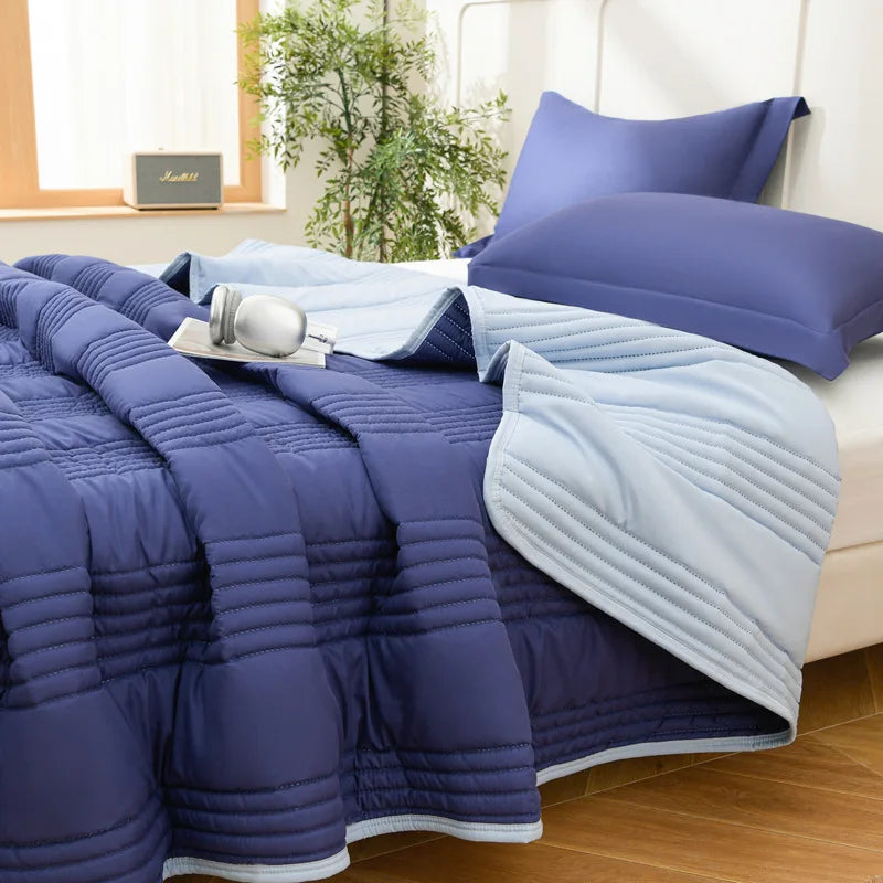 Manta de Verano Ligera Acolchada para Cama, Reversible, Suave, Transpirable, Delgada, Agradable al Tacto, Cubrecama King Size