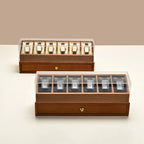 Oirlv-caja de reloj de madera de 6 Grilds, organizador de joyas de doble capa, caja expositora de reloj de pulsera, funda transparente a prueba de polvo para reloj