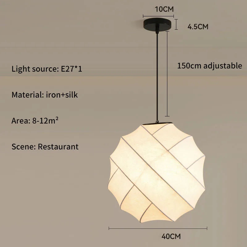 Lámpara Colgante de Tela de Seda Multiforma, Estilo Nórdico Wabi-Sabi, Pantalla Tejida a Mano, Lámpara de Araña para Comedor, Salón, Hotel, Cafetería