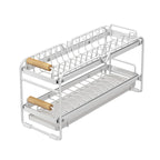 Estante extraíble para platos, organizador de gabinete de cocina, cesta deslizante para secar platos, estante de almacenamiento de gran capacidad para platos y tazones