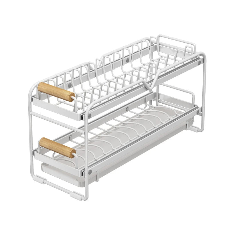 Estante extraíble para platos, organizador de gabinete de cocina, cesta deslizante para secar platos, estante de almacenamiento de gran capacidad para platos y tazones