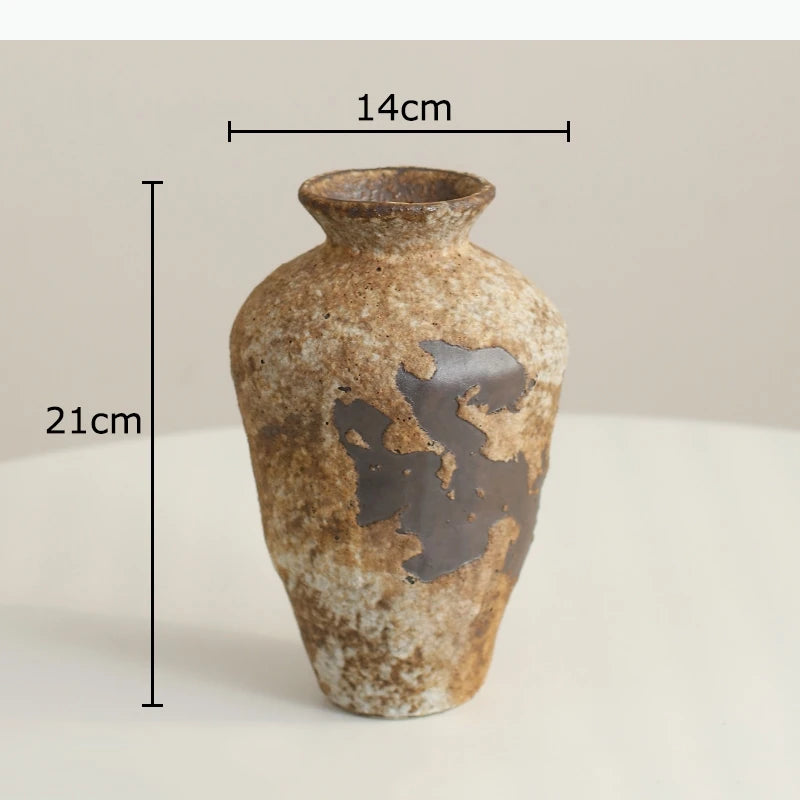 Jarrón de Cerámica Estilo Wabi-Sabi, Decoración de Mesa, Estética Incompleta, Arreglo Floral, Jarrones Florales Retro, Decoración Estética para Habitaciones
