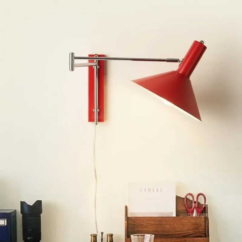 Lámpara de Pared Retro Minimalista con Brazo Flexible, Lámpara de Pared Extensible y Plegable Vintage para Dormitorio, Cafetería, Tienda, Decoración del Hogar