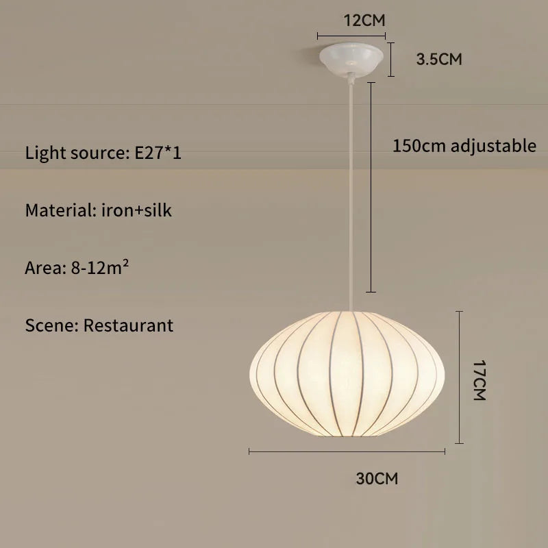 Lámpara Colgante de Tela de Seda Multiforma, Estilo Nórdico Wabi-Sabi, Pantalla Tejida a Mano, Lámpara de Araña para Comedor, Salón, Hotel, Cafetería