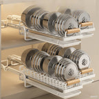 Estante extraíble para platos, organizador de gabinete de cocina, cesta deslizante para secar platos, estante de almacenamiento de gran capacidad para platos y tazones