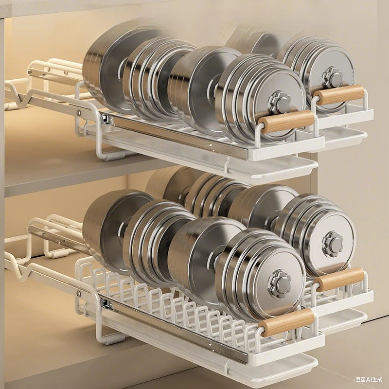 Estante extraíble para platos, organizador de gabinete de cocina, cesta deslizante para secar platos, estante de almacenamiento de gran capacidad para platos y tazones