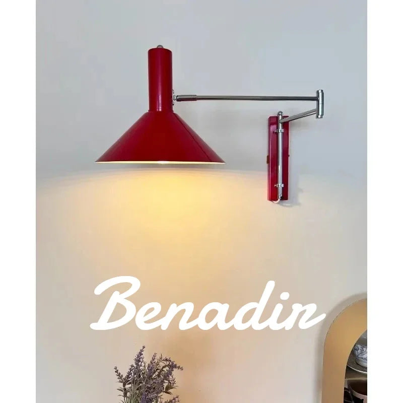 Lámpara de Pared Retro Minimalista con Brazo Flexible, Lámpara de Pared Extensible y Plegable Vintage para Dormitorio, Cafetería, Tienda, Decoración del Hogar