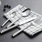 Juego de Cubiertos de Lujo de 4 Piezas de Acero Inoxidable 18/10 Brillante, Vajilla, Cuchillo, Cuchara, Tenedor, Apto para Lavavajillas