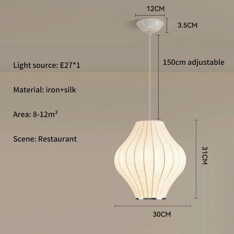 Lámpara Colgante de Tela de Seda Multiforma, Estilo Nórdico Wabi-Sabi, Pantalla Tejida a Mano, Lámpara de Araña para Comedor, Salón, Hotel, Cafetería