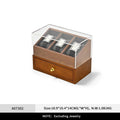 Oirlv-caja de reloj de madera de 6 Grilds, organizador de joyas de doble capa, caja expositora de reloj de pulsera, funda transparente a prueba de polvo para reloj