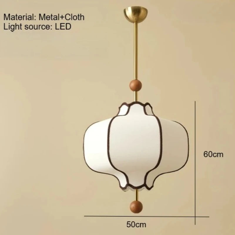 Lámpara colgante Vintage pantalla de tela LED E27 bola de madera diseño Circular luz colgante Retro salón comedor dormitorio accesorio
