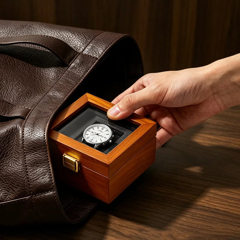WOODTEN Caja de Madera Sólida Premium para Relojes y Joyas, Estuche de Almacenamiento de Alta Gama con Acabado de Lujo, Ideal para Regalo