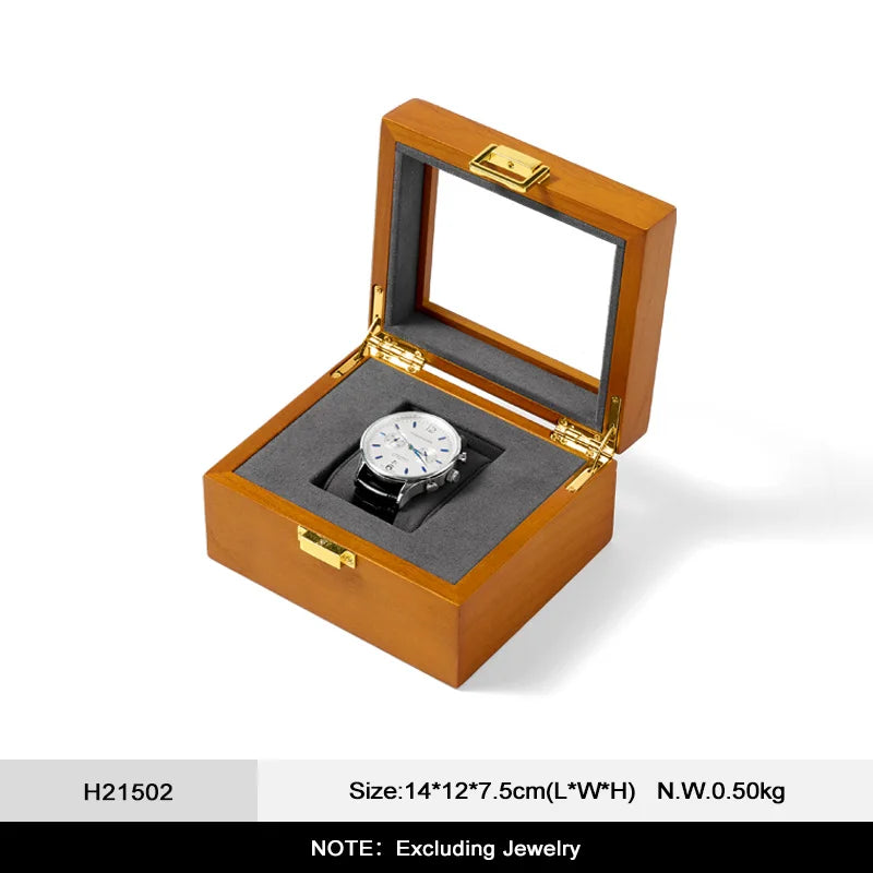 WOODTEN Caja de Madera Sólida Premium para Relojes y Joyas, Estuche de Almacenamiento de Alta Gama con Acabado de Lujo, Ideal para Regalo