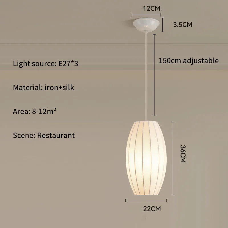 Lámpara Colgante de Tela de Seda Multiforma, Estilo Nórdico Wabi-Sabi, Pantalla Tejida a Mano, Lámpara de Araña para Comedor, Salón, Hotel, Cafetería