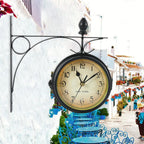 Reloj de pared Retro de doble cara, reloj de estación silenciosa con pilas, reloj de pared antiguo para sala de estar, dormitorio y oficina