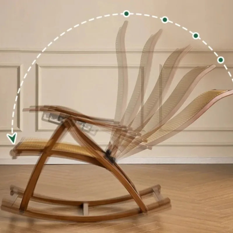Mecedora de bambú para adultos, sillón reclinable para dormir, para el hogar, balcón, ancianos, respaldo, soporte reclinable para siestas