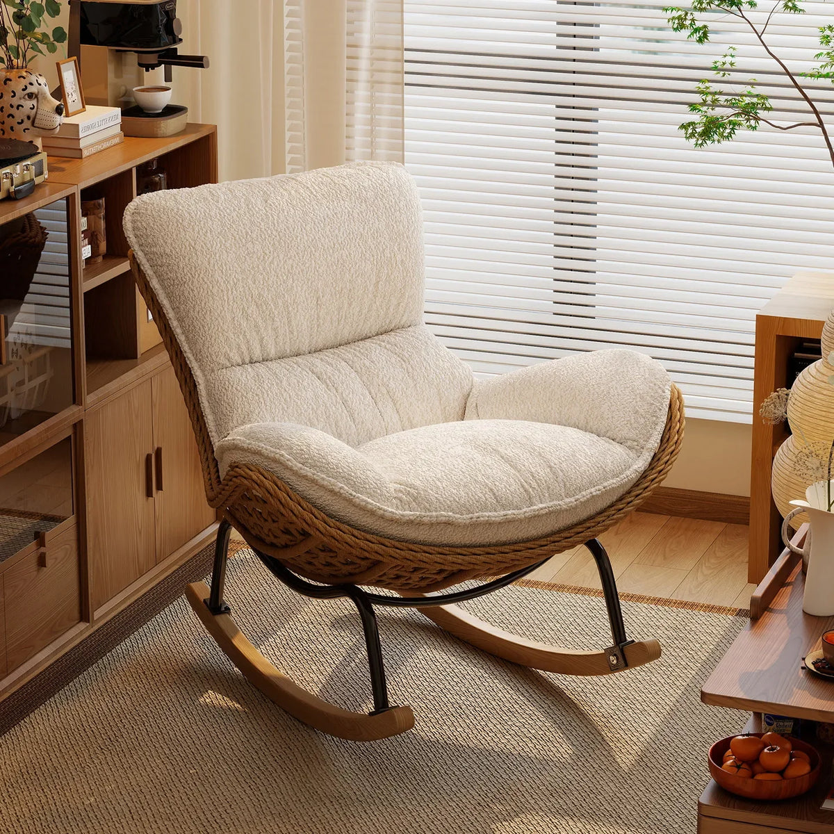 Sillón Reclinable de Ratán para Adultos, para Hogar, Balcón, Sala de Estar, Nuevo