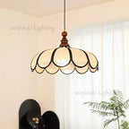Lámpara Colgante Winfordo de Estilo Retro Francés con Pantalla de Tela, Lámpara Colgante Japonesa de Tela para Comedor y Dormitorio